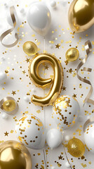 9 years birthday party balloons design