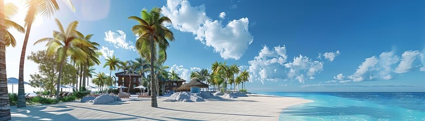 Fototapeta premium model of a beach resort with palm trees, summer