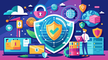 Obraz premium Lighting the Way in Modern Cybersecurity Measures online threats technology cybersecurity backgrounds