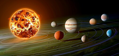 Solar System Model A graphic model of the solar system with planets and the sun