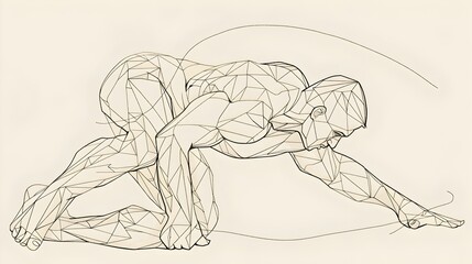 Abstract Geometric Silhouette of Person in Yoga or Meditation Pose