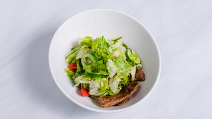 Vegetables salad bowl top view