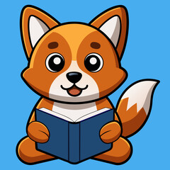 Beaski dog reading the book vector illustration