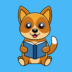 Beaski dog reading the book vector illustration