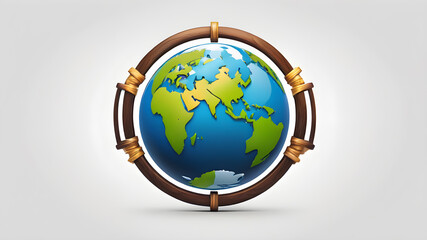 World themed logo icon on white background, Generative AI