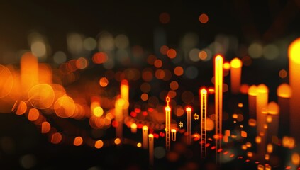 A stock market graph with orange and black lines, representing the financial performance of a company over time. The background is blurred to focus on the detailed upward trend in the trading data.