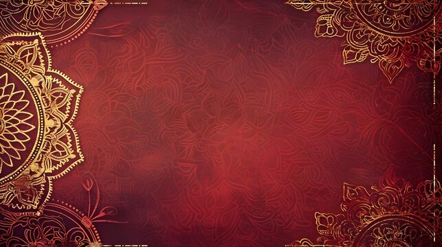 Elegant Maroon Mandala Floral Invitation with Gilded Borders and Indian