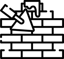 Brickwall, hand-drawn construction icon.