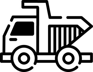 Dump truck, hand-drawn construction icon.