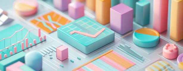 Innovative data visualization in pastel colors. Business analytics and graph tools.