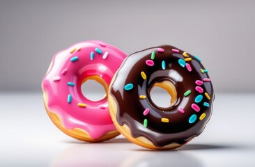 Two delicious donuts on a light background