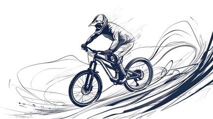 Fluid One-Line Mountain Biker on Trail