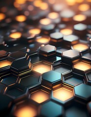 Obraz premium Black hexagons with a gentle glow