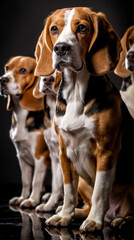 Create a high-resolution image of Beagles that are indistinguishable from real ones. Generative AI