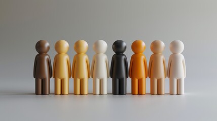 A Row of Diverse 3D Rendered People Standing Together, Representing Inclusivity and Equality