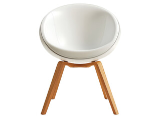 Fototapeta premium Modern white chair with wooden legs, perfect for contemporary interiors and stylish home decor. Comfortable seating for any room.transparent, png,