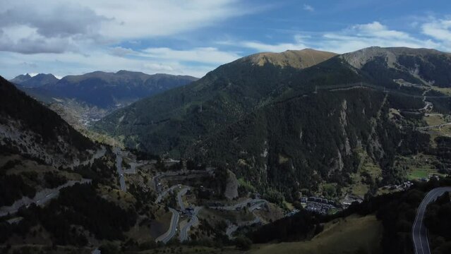 Aerial view of Canillo from the Mirador de Sant Quer. Andorra.