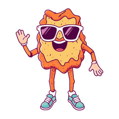 bottomless suglass,illustration,anim, retro, vintage, mascot, character on white background