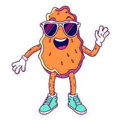 bottomless suglass,illustration,anim, retro, vintage, mascot, character on white background