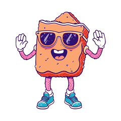 bottomless suglass,illustration,anim, retro, vintage, mascot, character on white background