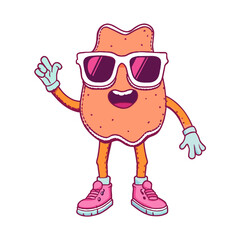 bottomless suglass,illustration,anim, retro, vintage, mascot, character on white background