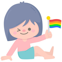 Kid hand drawn cute colorful happy pride month
