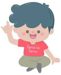 Kid hand drawn cute colorful happy pride month