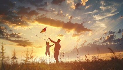 A Bond Soaring High: A Father and Son's Sunset Kite Adventure