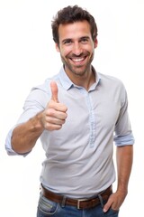Fototapeta premium Enthusiastic Approval with Both Hands Giving Thumbs Up