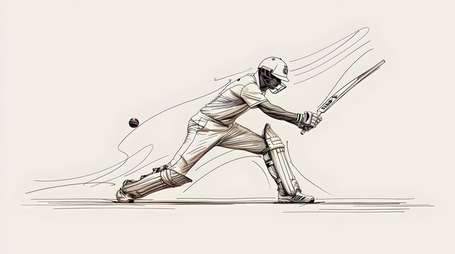 recommend clip art: Minimalist Line Art of Cricketer Bowling in Sports Match