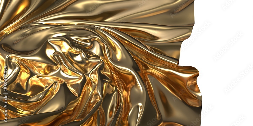 Poster elegant reflections: abstract 3d gold cloth illustration for reflective designs