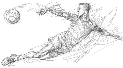 Minimalist Sketch of Handball Player Throwing the Ball in Action