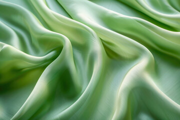 Obraz premium Satin material displays green patterns like plants, with a hint of electric blue