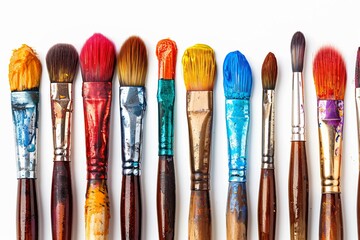 Fototapeta premium Assorted colorful paintbrushes close up