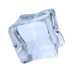 One crystal clear ice cube isolated on white