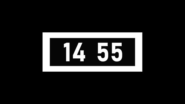 15 Minute Digital Countdown Timer in Square Border, White Numbers on Black, HUD Overlay for Streaming, Quizzes & Fitness