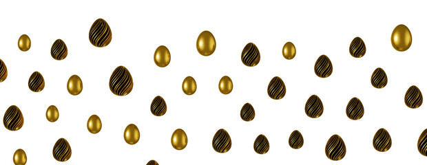 golden easter eggs; 3d rendered illustration