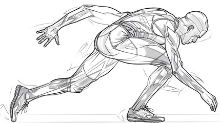 Fototapeta premium Muscular Athlete Jumping High with Dynamic Motion Outdoors