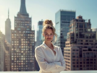 Stylish young blonde businesswoman. Successful woman. Business style. Fashion and beauty.