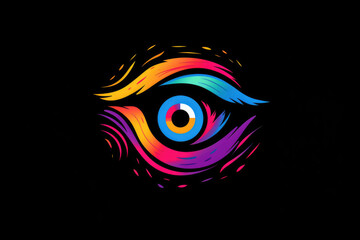 Obraz premium generated illustration colorful eye with abstract background. colorful eye painting