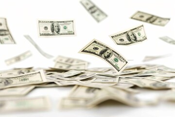 Currency bills in motion