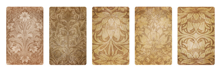 Back cards vintage set victorian style background decorated with patterns and ornamental decorative elements