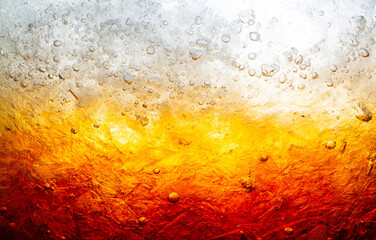 Macro cola and ice texture,Background of cola with ice and bubbles