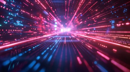 Fototapeta premium Futuristic technology background with glowing lines and light effects.