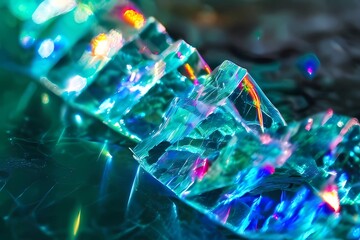 Vibrant crystal background sparkles with radiant, multicolored hues, mesmerizing beauty.