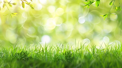 Fototapeta premium Sunny Meadow with Blurred Green Background