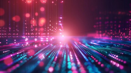 Obraz premium Futuristic technology background with glowing lines and light effects.
