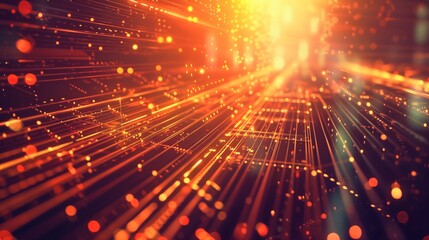 Fototapeta premium Futuristic technology background with glowing lines and light effects.