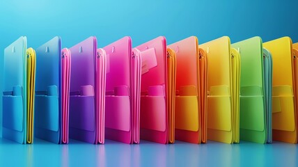 Colorful file folders neatly organized in a row