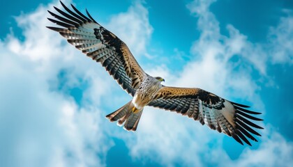 Fototapeta premium Spectacular Sight: Black Eared Kite Soaring Over Akashi, Japan on a Warm April Day